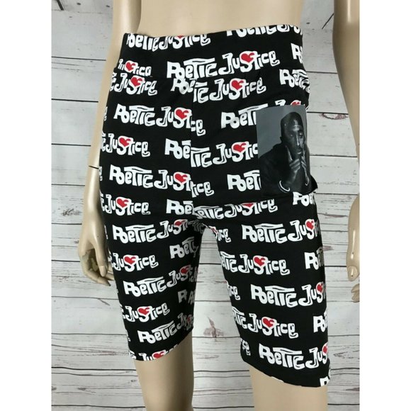 🆓🙏 Women's TuPac 2Pac POETIC JUSTIC Tribute Cotton Blend Biker Shorts, Medium - Picture 2 of 5